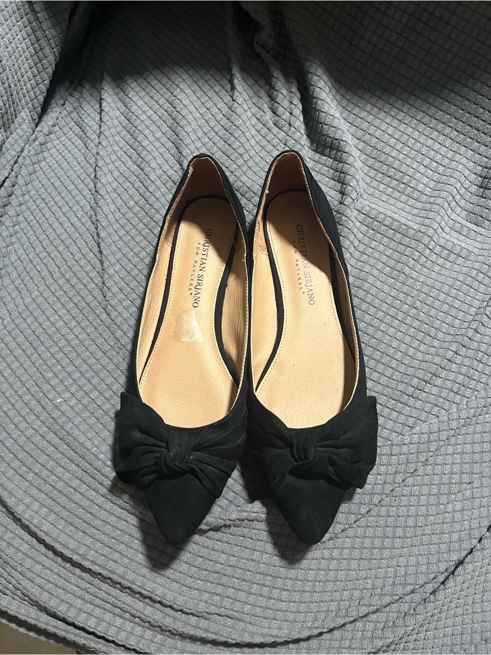 Black suede pointed flats